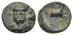 PISIDIA, Selge. 2nd-1st centuries B.C. AE. (14mm, 2.29 g) Laureate and bearded head of Herakles facing, lion-skin around neck; club to left. ΣE-Λ, For...