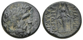 PHRYGIA. Apameia. Ae (21mm, 6.97 g) (Circa 100-50 BC). Andronikos and Alkion, magistrates. Obv: Head of Zeus right, wearing oak wreath. Rev: AΠΑΜΕΩN /...