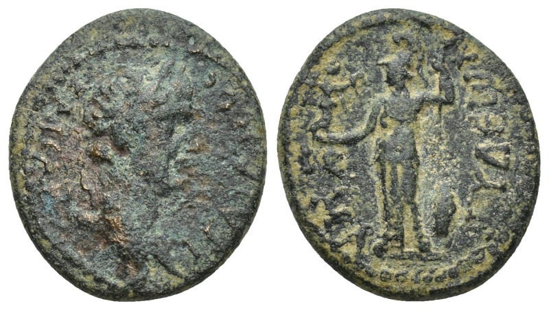 Pamphylia. Magydos. Trajan AD 98-117. Bronze Æ (19mm, 4.78 g) ΤΡΑΙΑΝΟϹ ΚΑΙϹΑΡ; l...