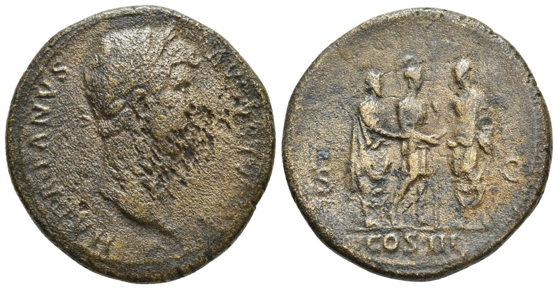 Hadrian, 117-138. Sestertius (32mm, 23.58 g), Rome, 128. HADRIANVS AVGVSTVS P P ...