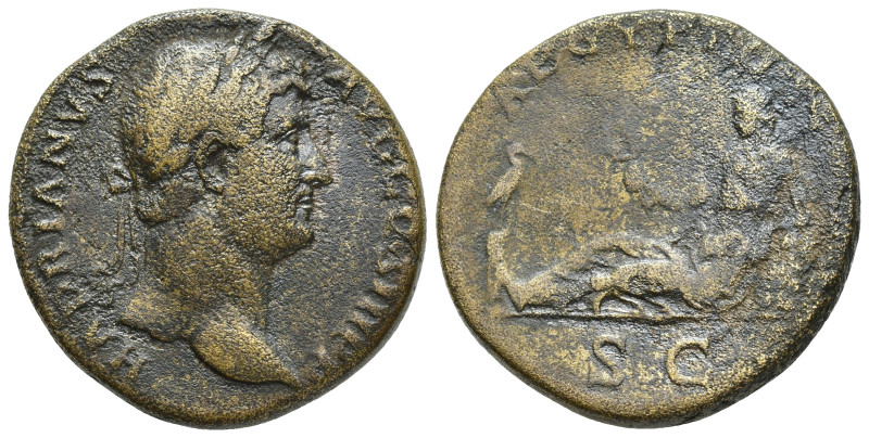 Hadrian Ӕ Sestertius. (30mm, 22.32 g) Rome, AD 134-138. HADRIANVS AVG COS III P ...