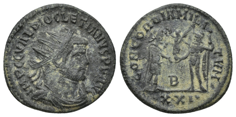 Diocletian Æ Silvered Antoninianus. (20mm, 3.51 g) Siscia, AD 293-295. IMP C C V...