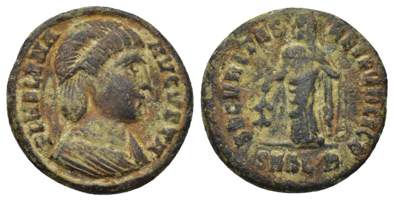 Helena Æ Nummus. (18mm, 3.00 g) Thessalonica, AD 324-329. FL HELENA AVGVSTA, dia...