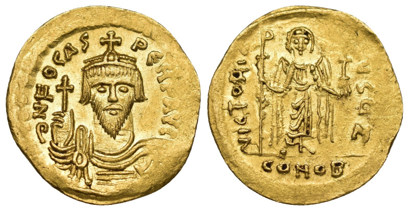 Phocas, 602-610. Solidus (20.90mm, 4.44 g), Constantinopolis, 607-610. δ N FOCAS...