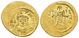 Maurice Tiberius (AD 582-602). AV solidus (22,59mm, 4.41 g). Constantinople, 2nd officina. o N mAVRC-TIb PP AVG, draped and cuirassed bust of Maurice ...