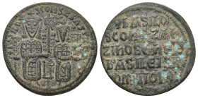 Basil I, the Macedonian. 867-886. AE follis (26mm, 7.92 g). Constantinople mint, struck 867-876. bASILIO S CONST BASILIS, Basil, crowned, bearded and ...