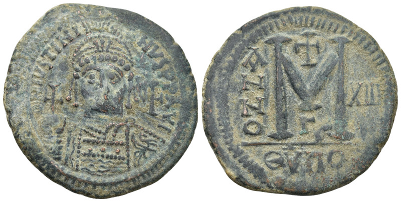 Justinian I. 527-565. Æ Follis (39mm, 22.55 g). Theoupolis (Antioch) mint, 3rd o...