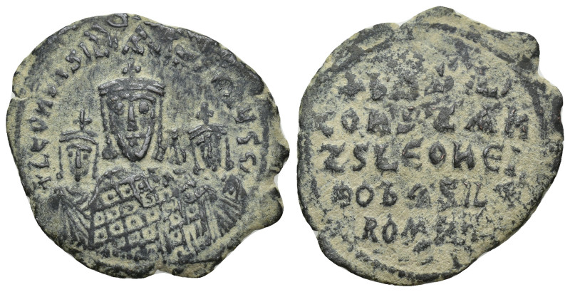 Basil I the Macedonian, with Constantine and Leo VI (867-886 AD) Constantinople ...