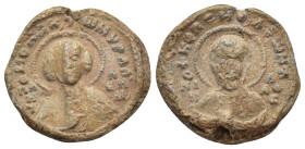 BYZANTINE LEAD SEALS. (21mm, 6.00 g). Obv: Facing bust of uncertain saint. Rev: Facing bust of uncertain saint.