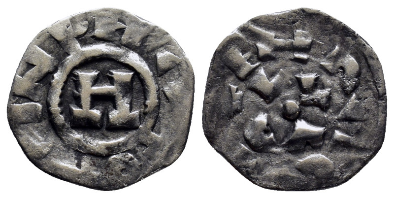 Italy, Lucca. Enrico III, IV or V (1039-1125). AR Denaro (16mm, 1.30 g). Monogra...