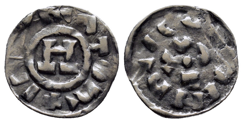 Italy, Lucca. Enrico III, IV or V (1039-1125). AR Denaro (16mm, 1.10 g). Monogra...