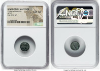 MACEDONIAN KINGDOM. Ptolemy Ceraunus (281-279 BC). AE dichalkon (12mm, 11h). NGC Choice VF. Cassandrea (?). Laureate head of Zeus; dotted border / Thu...