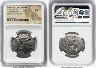 BITHYNIA. Calchedon. Ca. 270-250 BC. AR tetradrachm (30mm, 12h). NGC VF. Ca. 297/6-282/1 BC. Diademed head of deified Alexander III right, with horn o...