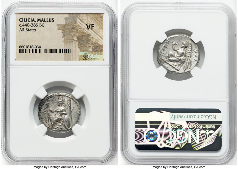 CILICIA. Mallus. Ca. 440-385 BC. AR stater (22mm, 7h). NGC VF. Athena seated lef...