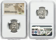 CILICIA. Mallus. Ca. 440-385 BC. AR stater (22mm, 7h). NGC VF. Athena seated left on a stack of rocks, spear in right hand, left arm resting on shield...