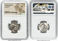 CILICIA. Mallus. Ca. 440-385 BC. AR stater (22mm, 11h). NGC VF. Diademed head of Cronus(?) right; fish upward behind / MAΛ, Demeter advancing right, c...