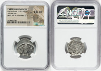 PARTHIAN KINGDOM. Meherdates, as Usurper (AD 49-50). AR drachm (21mm, 1h). NGC Choice VF. Ecbatana. Facing bust, wearing tiara; stars and pellets flan...