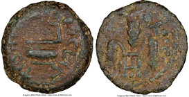 JUDAEA. Roman Procurators. Pontius Pilate (AD 26-36). AE prutah (16mm, 11h). NGC Choice Fine. Jerusalem, dated Regnal Year 16 of Tiberius (AD 29/30). ...