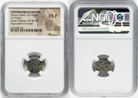JUDAEA. Roman Procurators. Pontius Pilate (AD 26-36). AE prutah (14mm, 12h). NGC Choice Fine. Dated uncertain regnal year of Tiberius. TIBEPIOY KAICAP...