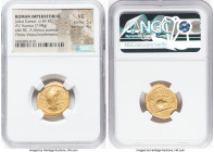 Julius Caesar, as Consul for the Third Time (46 BC), with Aulus Hirtius, as Praetor. AV aureus (21mm, 7.98 gm, 2h). NGC VG 5/5 - 4/5. Rome, 46 BC. C•C...