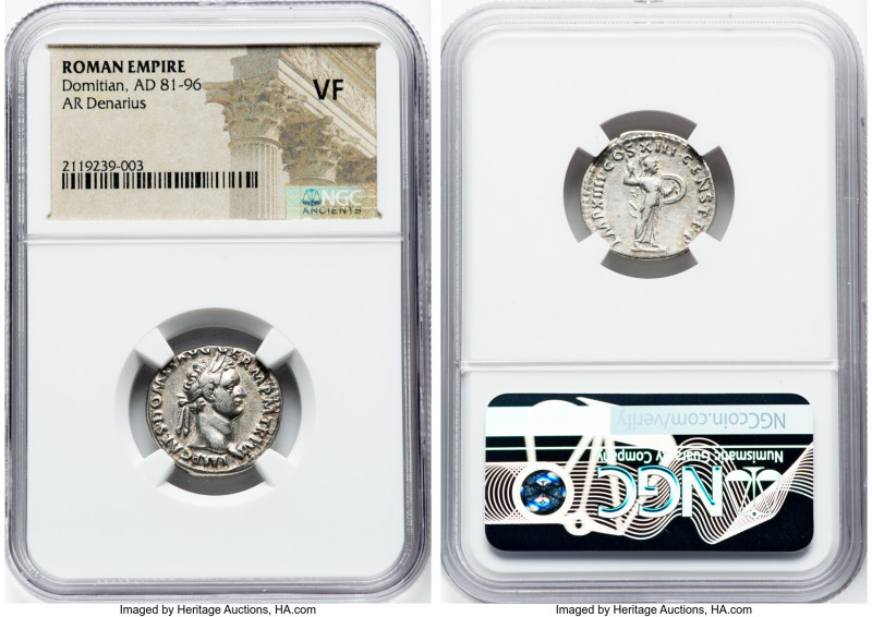 ANCIENT LOTS. Roman Imperial. Lot of five (5) AR denarii. NGC VG-VF, edge filing...