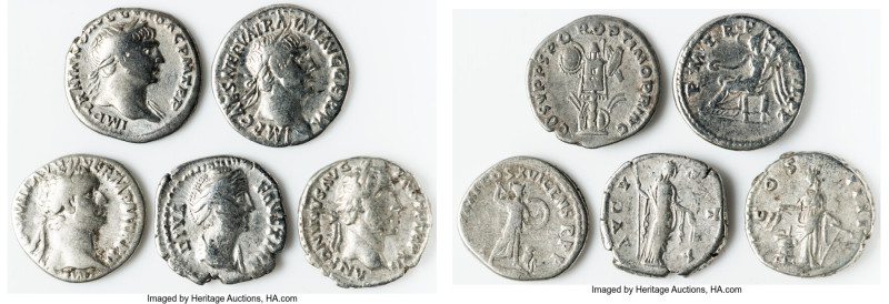 ANCIENT LOTS. Roman Imperial. Lot of five (5) AR denarii. Fine-Choice Fine. Incl...