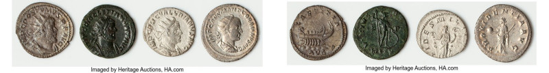 ANCIENT LOTS. Roman Imperial. Lot of four (4) AR and BI antoniniani. Fine-Choice...