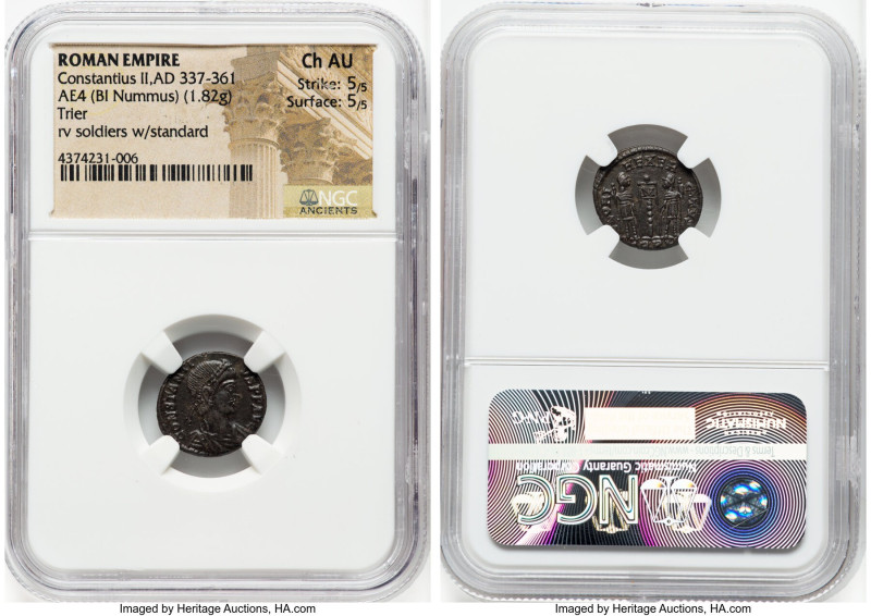 ANCIENT LOTS. Roman Imperial. Lot of eight (8) BI and AE issues. Two (2) NGC AU-...