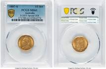 Victoria gold "Jubilee Head" 1/2 Sovereign 1887-S MS61 PCGS, Sydney mint, KM9, S-3871gm, Fr-22. Spread JEB. HID09801242017 © 2022 Heritage Auctions | ...