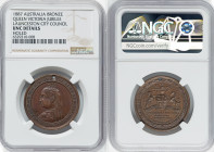 Victoria bronze "Launceston City Council" Medal 1887 UNC Details (Holed) NGC, TO COMMEMORATE THE JUBILEE OF THE REIGN OF QUEEN VICTORIA 1887 Her crown...