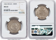 Pedro II 3-Piece Lot of Certified 1000 Reis NGC, 1) 1000 Reis 1866 - MS64 2) 1000 Reis 1860/50 - MS63 3) 1000 Reis 1856 - MS63 KM465. HID09801242017 ©...