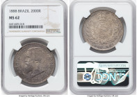 Pedro II Pair of Certified 2000 Reis NGC, 1) 2000 Reis 1888 - MS62 2) 2000 Reis 1889 - MS61 KM485. HID09801242017 © 2022 Heritage Auctions | All Right...