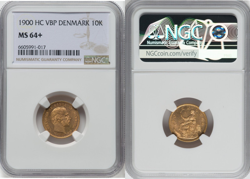 Christian IX gold 10 Kroner 1900 (h)-VBP MS64+ NGC, Copenhagen mint, KM790.2, Fr...