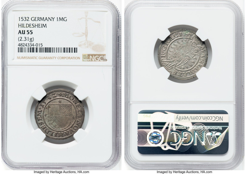 Hildesheim. City Mariengroschen 1532 AU55 NGC, Buck/Bahrfeldt-43b. 2.31gm. Only ...