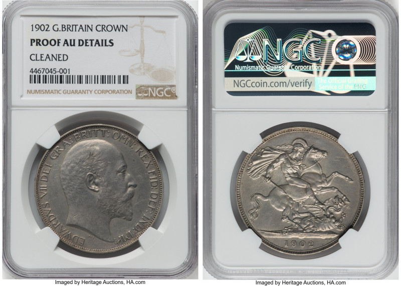 Edward VII Proof Crown 1902 Proof AU Details (Cleaned) NGC, KM803, S-3979. HID09...