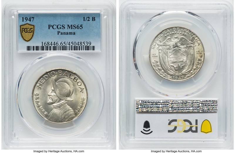 Republic 1/2 Balboa 1947 MS65 PCGS, Philadelphia mint, KM12.1. HID09801242017 © ...