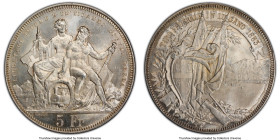 Confederation "Lugano Shooting Festival" 5 Francs 1883 MS66 PCGS, KM-XS16, Richter-1373. Frosted untoned surfaces. HID09801242017 © 2022 Heritage Auct...