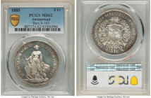 Confederation "Bern Shooting Festival" 5 Francs 1885 MS62 PCGS, Bern mint, KM-XS17, Richter-193. Mintage-25,000. HID09801242017 © 2022 Heritage Auctio...
