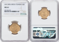 French Protectorate. Ali Bey gold 20 Francs AH 1309 (1892)-A MS61 NGC, Paris mint, KM227, Fr-12. HID09801242017 © 2022 Heritage Auctions | All Rights ...