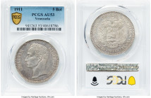 Republic 5 Bolivares 1911 AU53 PCGS, Paris mint, KM-Y24.2. HID09801242017 © 2022 Heritage Auctions | All Rights Reserved