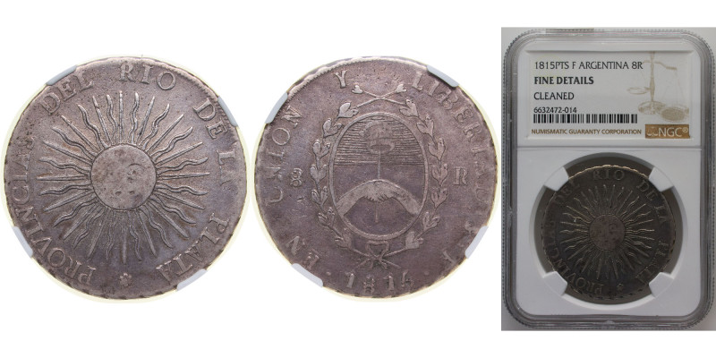 Argentina United Provinces of the Rio de la Plata 1815 PTS F 8 Reales Silver (.8...