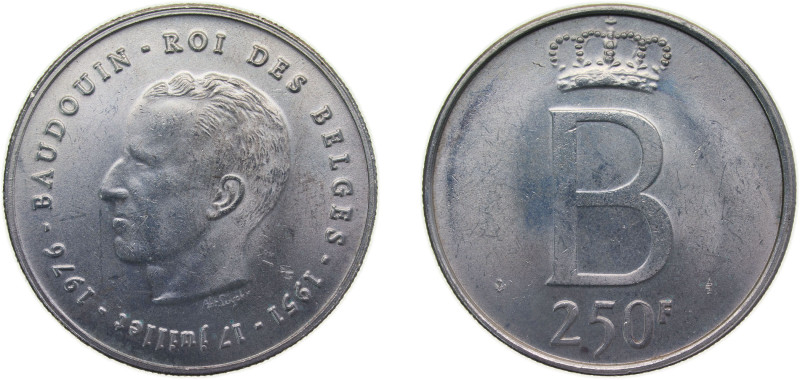 Belgium Kingdom 1976 250 Francs - Baudouin I (25th Anniversary of Accession, Fre...