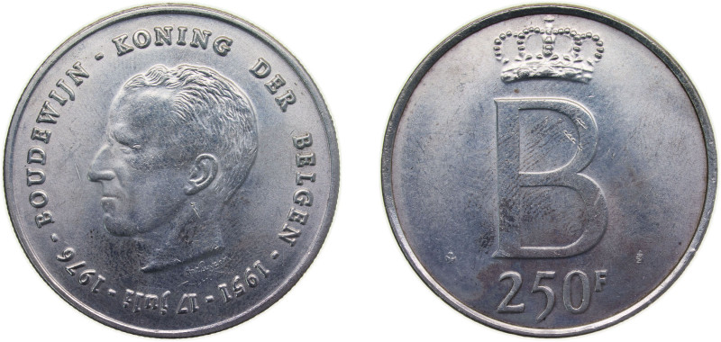 Belgium Kingdom 1976 250 Francs - Baudouin I (25th Anniversary of Accession, Dut...