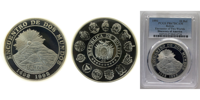 Bolivia Republic 1991 10 Bolivianos (Ibero-American Series) Silver (.925) (20000...