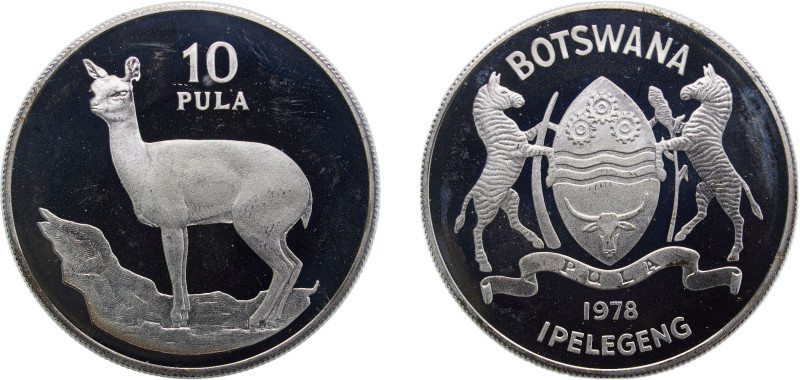 Botswana Republic 1978 10 Pula (Klipspringer) Silver (.925) (3989) 35g PF KM12a ...