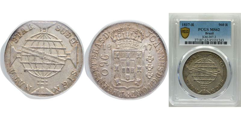Brazil Portuguese colony 1817 R 960 Réis - João Prince Regent Silver (.896) Rio ...