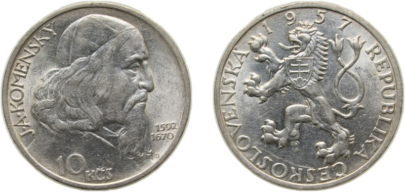 Czechoslovakia People's Republic 1957 10 Korun (Jan Ámos Komenský) Silver (.500)...