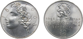 Czechoslovakia Socialist Republic 1968 50 Korun (Independence) Silver (.900) (58000) 20g UNC KM65