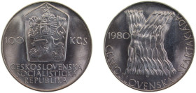 Czechoslovakia Socialist Republic 1980 100 Korun (Spartakiade Games) Silver (.500) (110000) 9g BU KM101