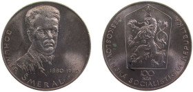 Czechoslovakia Socialist Republic 1980 100 Korun (Bohumír Šmeral) Silver (.500) (74000) 9g BU KM102